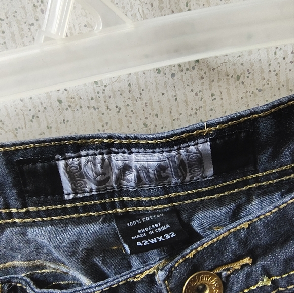 Vintage Clench Jeans Kanji Dragon Embroidery 42x32" Baggy Affliction Style 90s - Picture 10 of 16